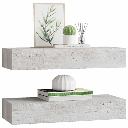 Scaffali con Cassetti 2 pz Grigio Cemento 60x23,5x10 cm in MDF