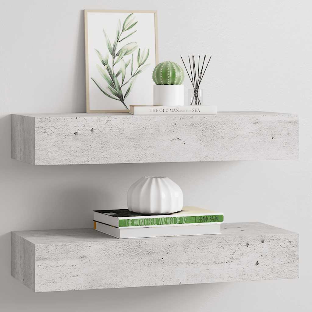 Scaffali con Cassetti 2 pz Grigio Cemento 60x23,5x10 cm in MDF