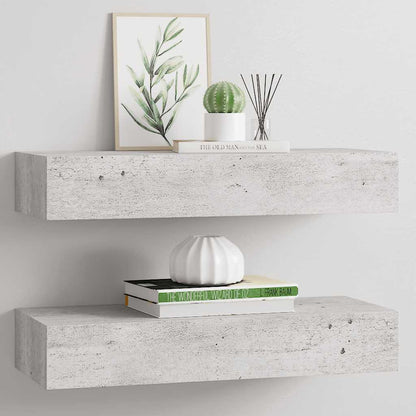 Scaffali con Cassetti 2 pz Grigio Cemento 60x23,5x10 cm in MDF