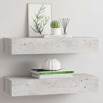 Scaffali con Cassetti 2 pz Grigio Cemento 60x23,5x10 cm in MDF