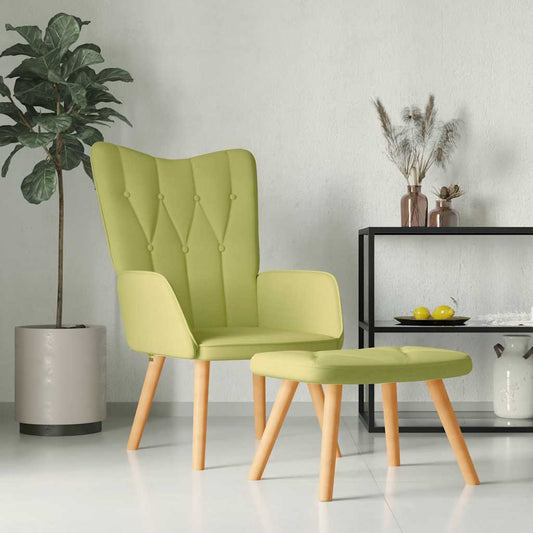 Poltrona Relax con Poggiapiedi Verde in Tessuto | homemem39