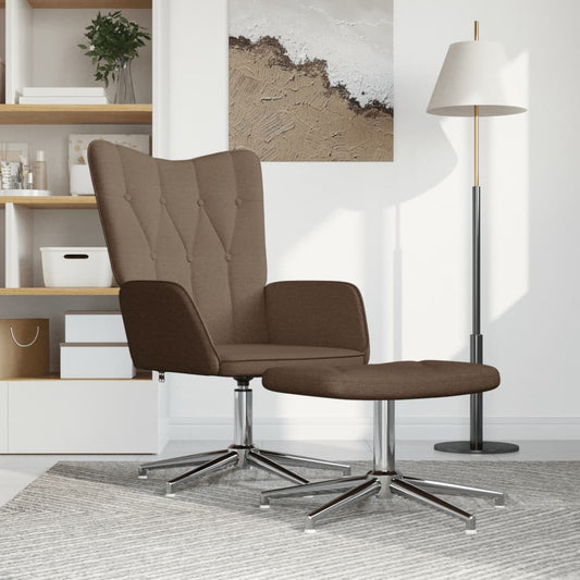 Relax Armchair with Brown Stool in Fabric