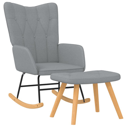 Rocking Armchair with Footrest in Light Gray Fabric