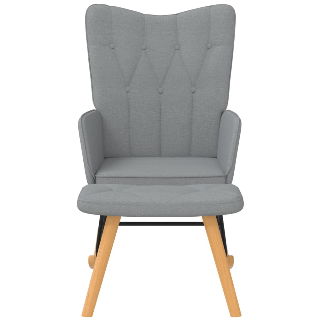 Rocking Armchair with Footrest in Light Gray Fabric