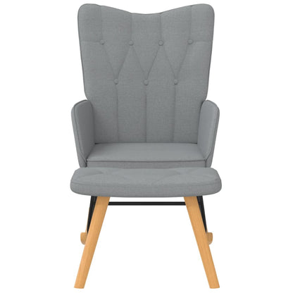 Rocking Armchair with Footrest in Light Gray Fabric