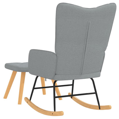 Rocking Armchair with Footrest in Light Gray Fabric