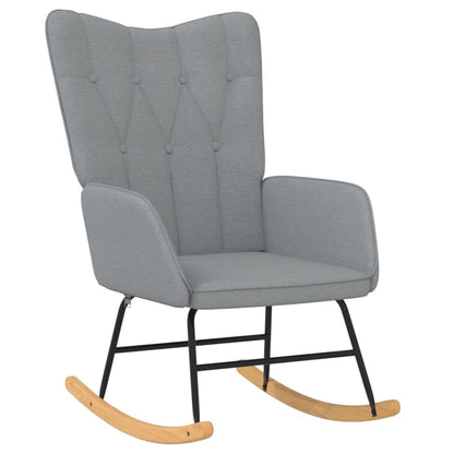 Rocking Armchair with Footrest in Light Gray Fabric