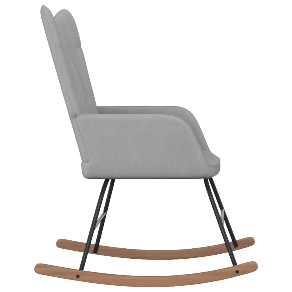 Rocking Armchair with Footrest in Light Gray Fabric