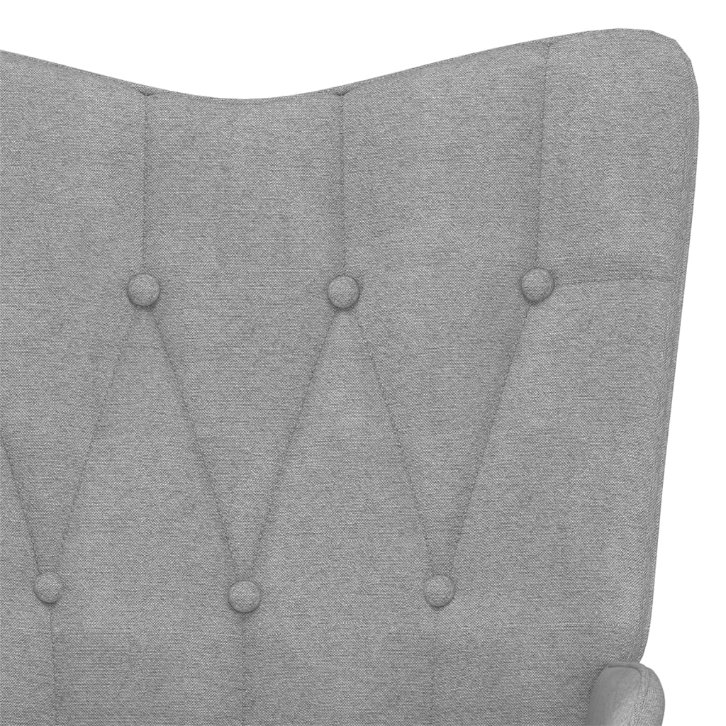 Rocking Armchair with Footrest in Light Gray Fabric
