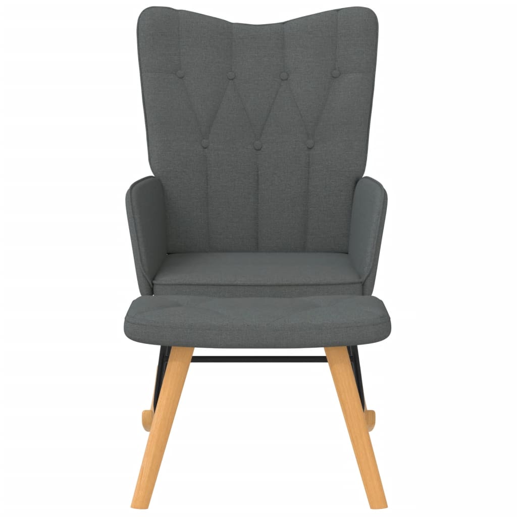 Rocking Armchair with Footrest in Dark Gray Fabric