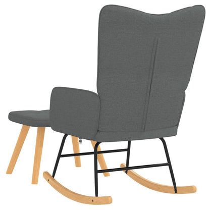 Rocking Armchair with Footrest in Dark Gray Fabric