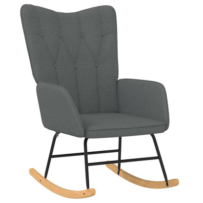 Rocking Armchair with Footrest in Dark Gray Fabric