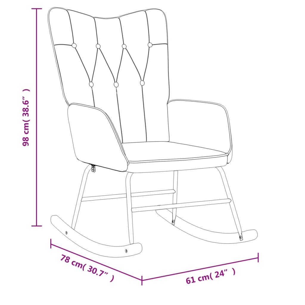 Rocking Armchair with Footrest in Dark Gray Fabric