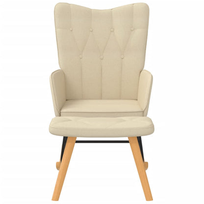 Rocking Armchair with Footrest in Cream Fabric