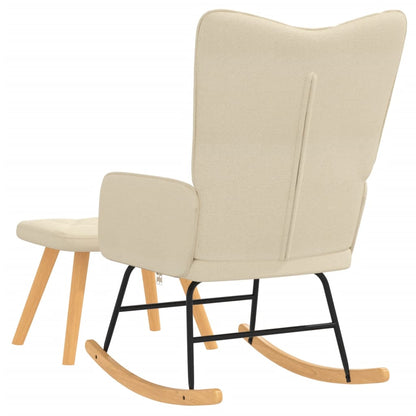 Rocking Armchair with Footrest in Cream Fabric