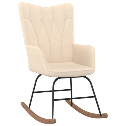 Rocking Armchair with Footrest in Cream Fabric