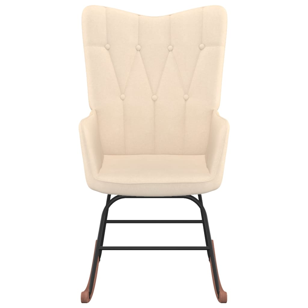 Rocking Armchair with Footrest in Cream Fabric