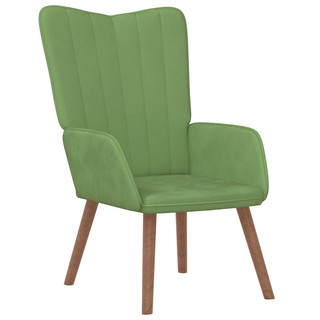 Poltrona Relax con Poggiapiedi Verde Chiaro in Velluto | homemem39