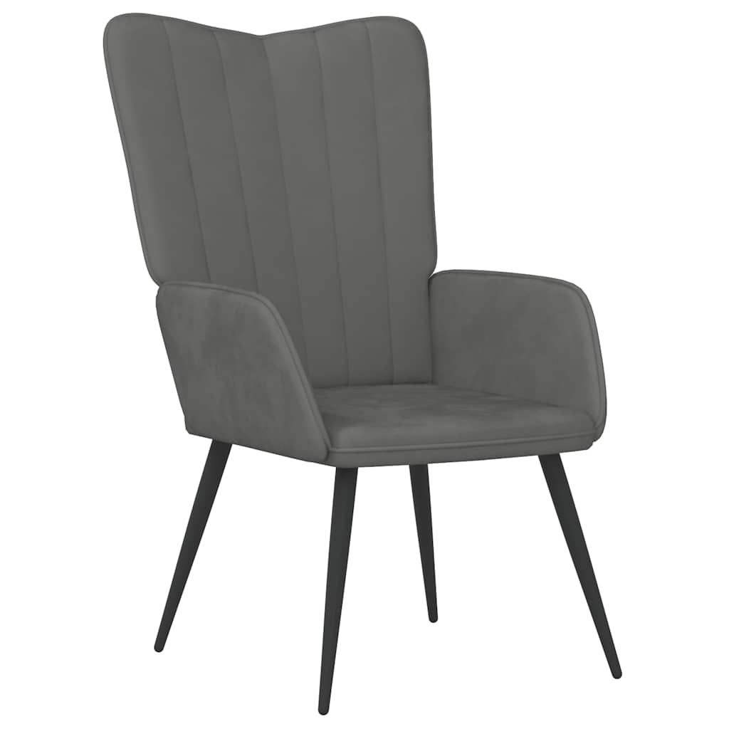 Sedia Relax Grigio Scuro in Velluto