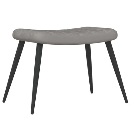 Poltrona Relax con Sgabello Grigio Chiaro in Velluto
