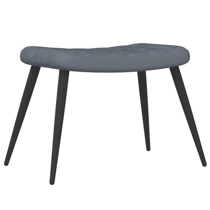 Poltrona Relax con Sgabello Grigio Scuro in Velluto - homemem39