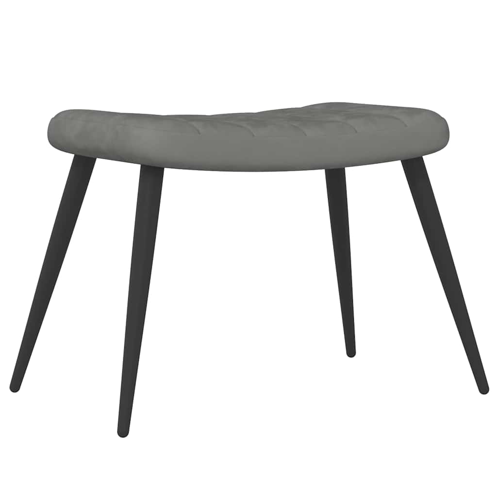 Poltrona Relax con Sgabello Grigio Scuro in Velluto