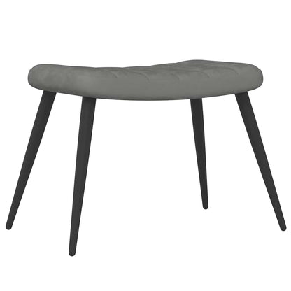 Poltrona Relax con Sgabello Grigio Scuro in Velluto