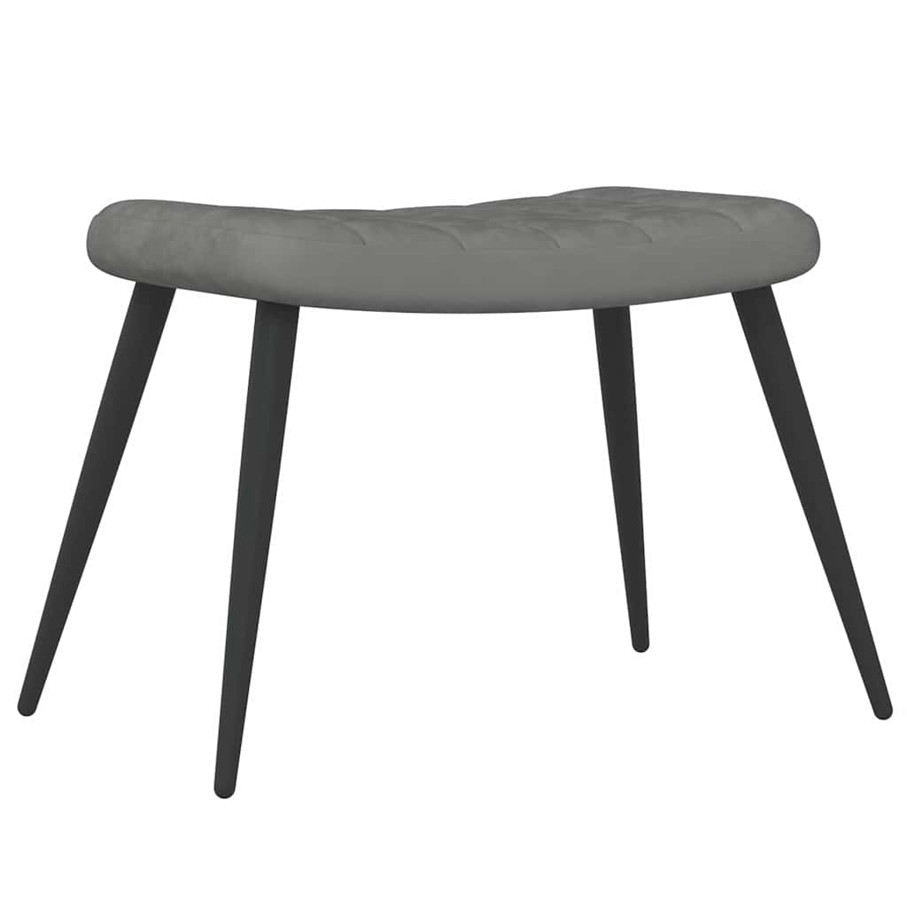 Poltrona Relax con Sgabello Grigio Scuro in Velluto