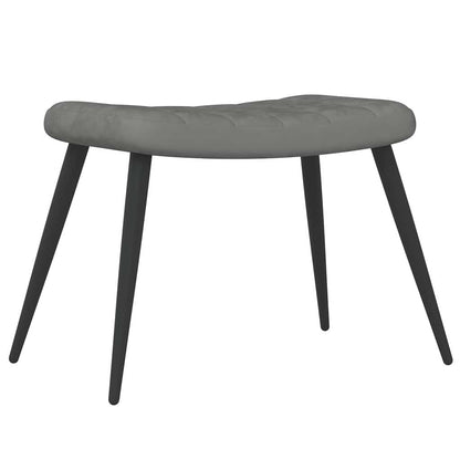 Poltrona Relax con Sgabello Grigio Scuro in Velluto