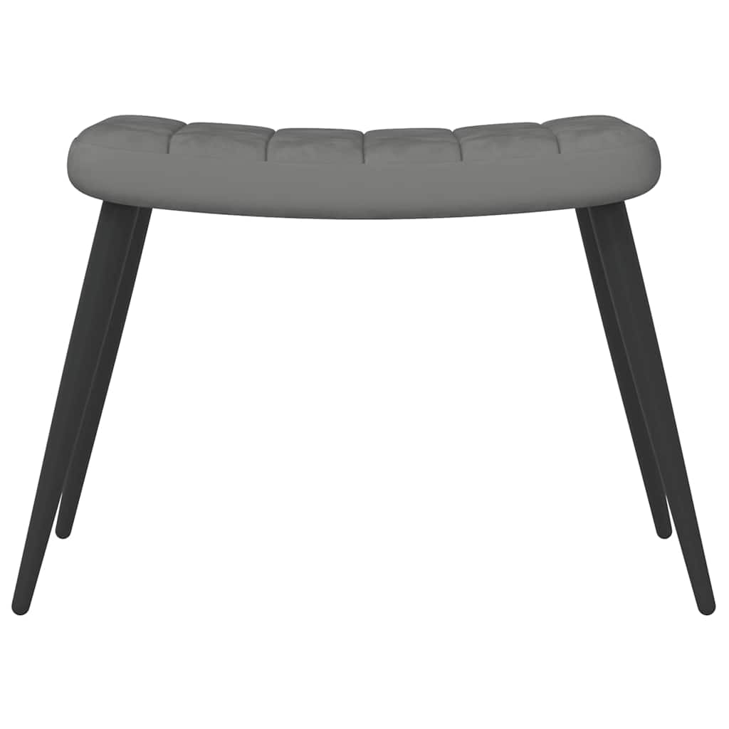 Poltrona Relax con Sgabello Grigio Scuro in Velluto