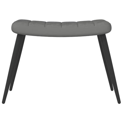 Poltrona Relax con Sgabello Grigio Scuro in Velluto