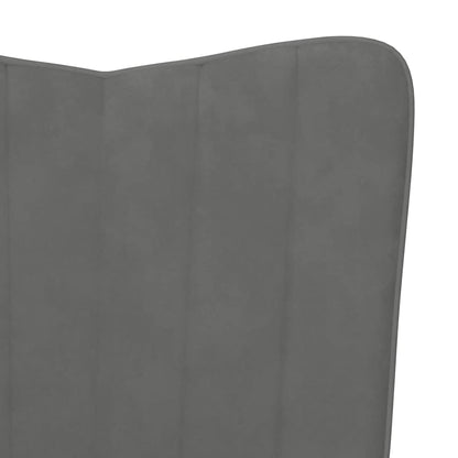 Poltrona Relax con Sgabello Grigio Scuro in Velluto