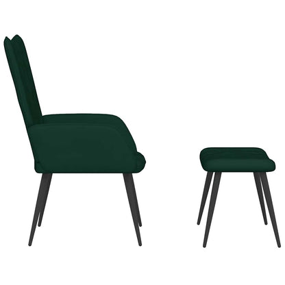 Poltrona Relax con Sgabello Verde Scuro in Velluto