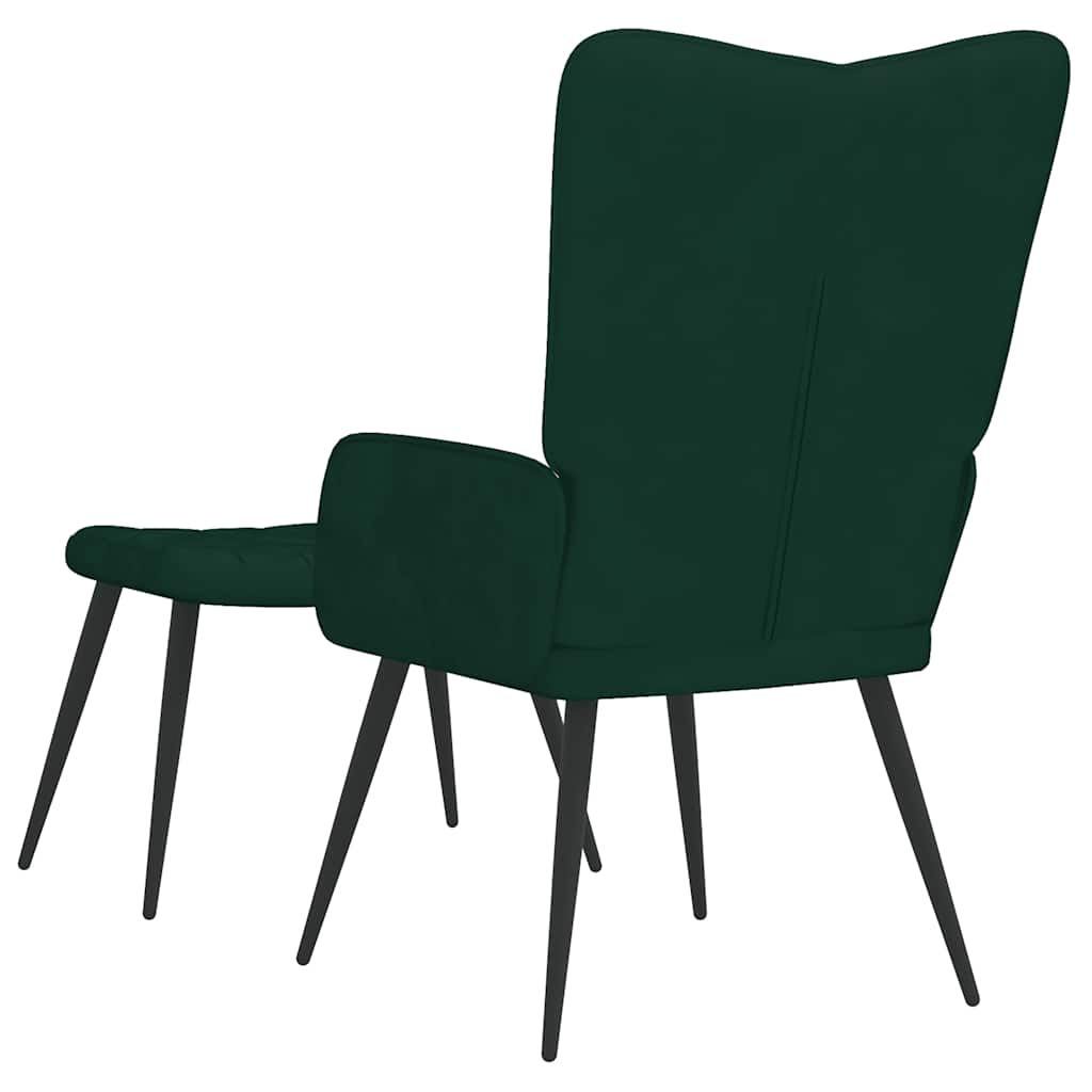 Poltrona Relax con Sgabello Verde Scuro in Velluto | homemem39