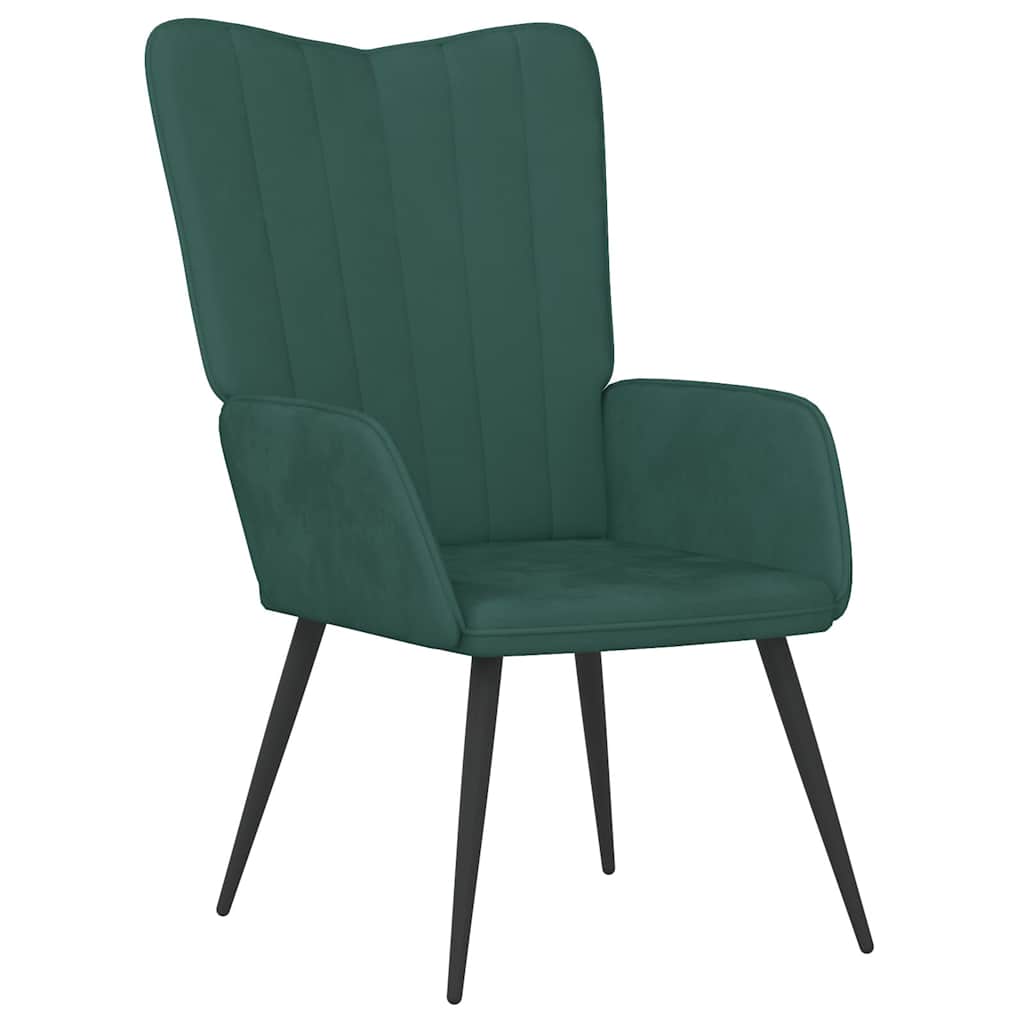 Poltrona Relax con Sgabello Verde Scuro in Velluto - homemem39