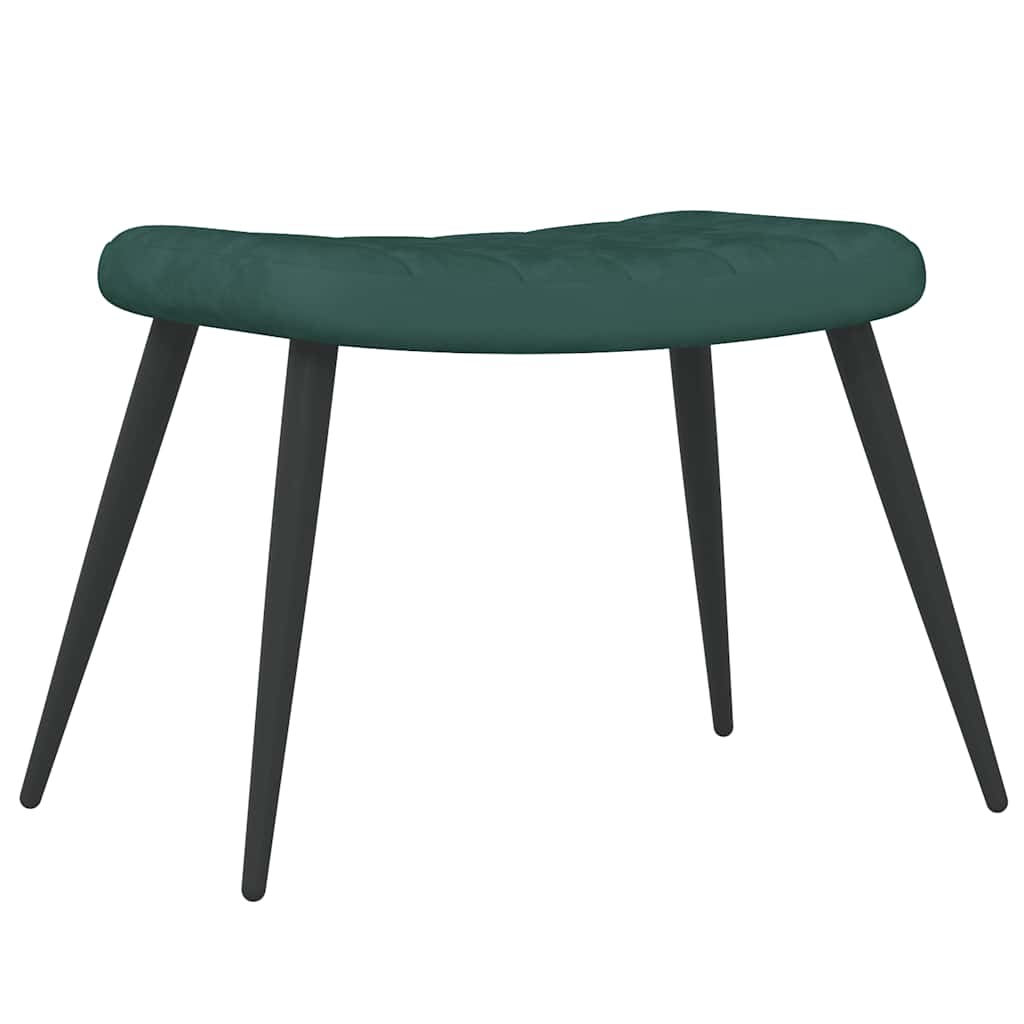 Poltrona Relax con Sgabello Verde Scuro in Velluto - homemem39