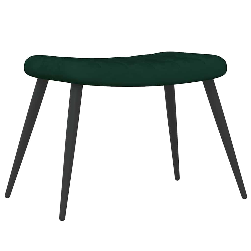 Poltrona Relax con Sgabello Verde Scuro in Velluto