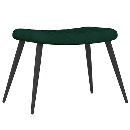 Poltrona Relax con Sgabello Verde Scuro in Velluto
