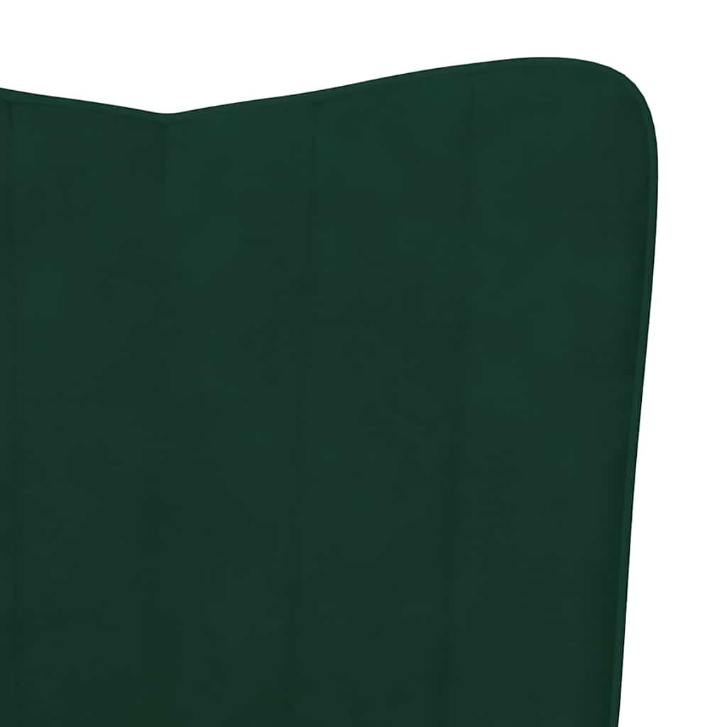Poltrona Relax con Sgabello Verde Scuro in Velluto