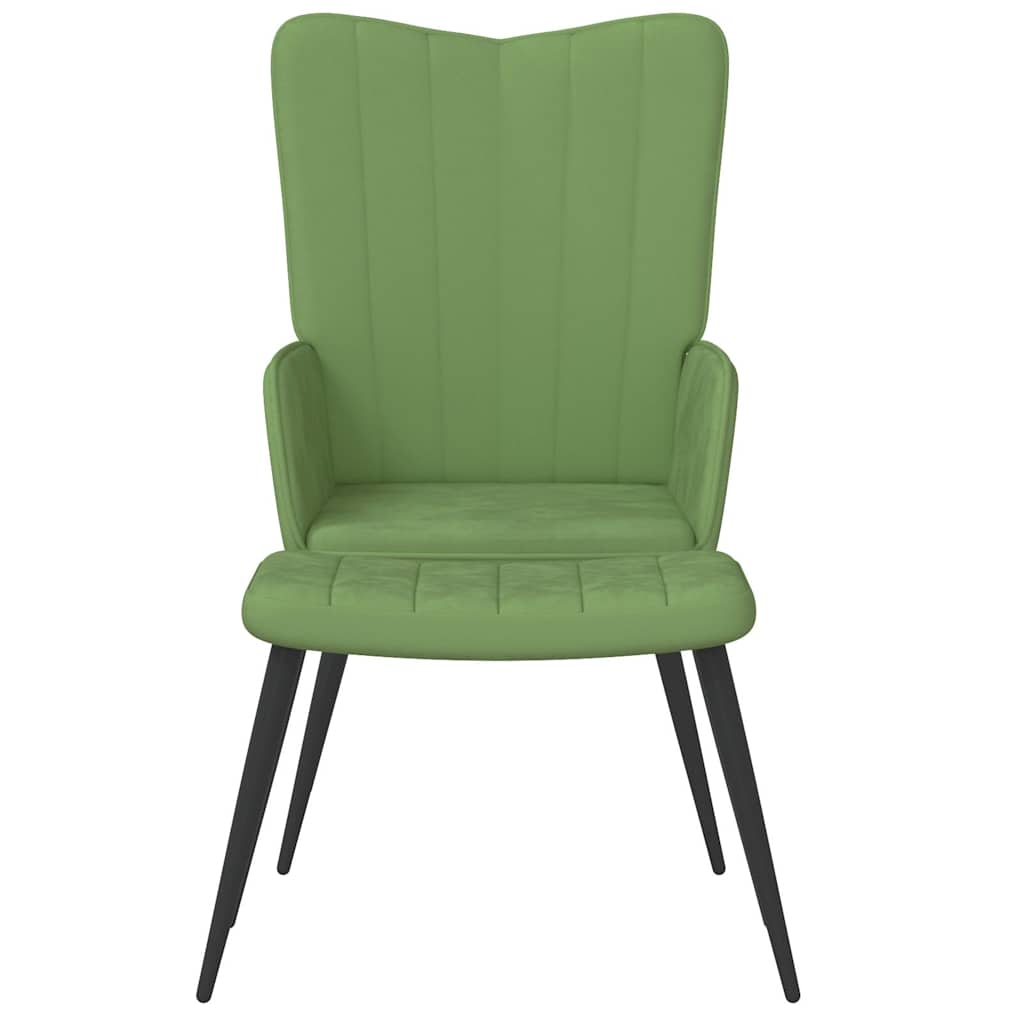 Poltrona Relax con Sgabello Verde Chiaro in Velluto | homemem39
