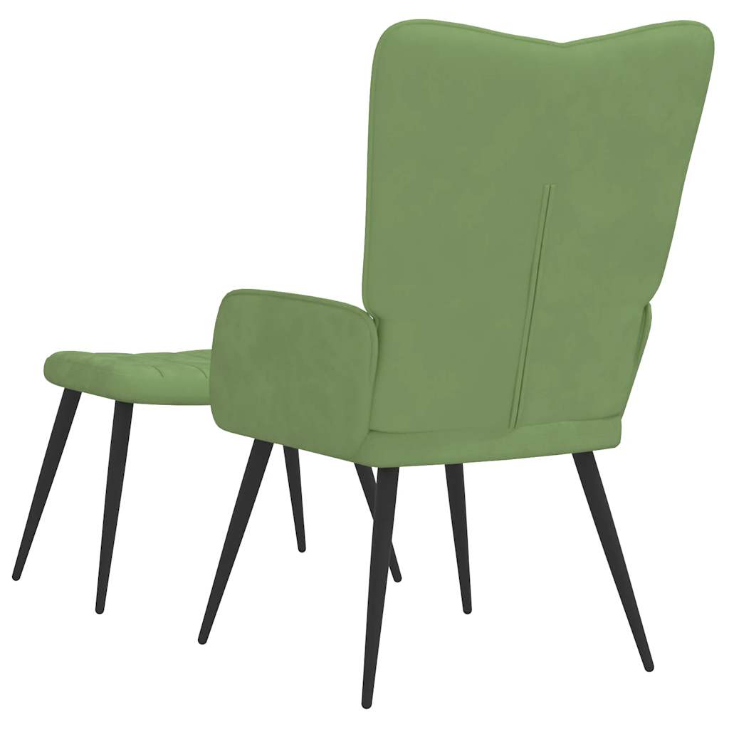 Poltrona Relax con Sgabello Verde Chiaro in Velluto | homemem39