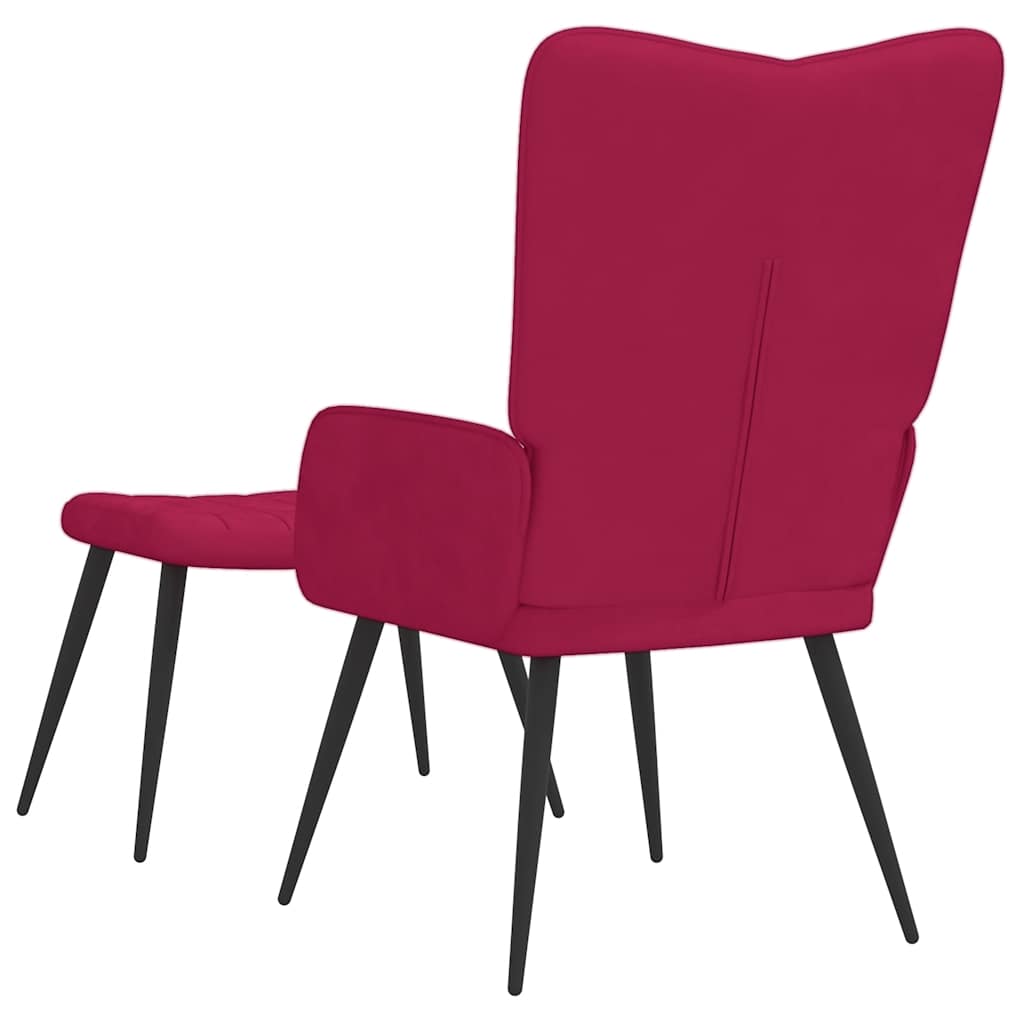 Poltrona Relax con Sgabello Rosso Vino in Velluto | homemem39