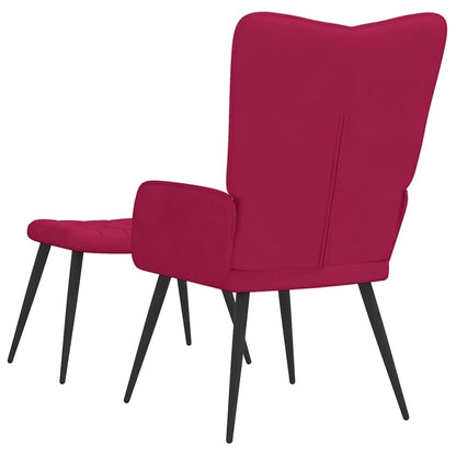 Poltrona Relax con Sgabello Rosso Vino in Velluto