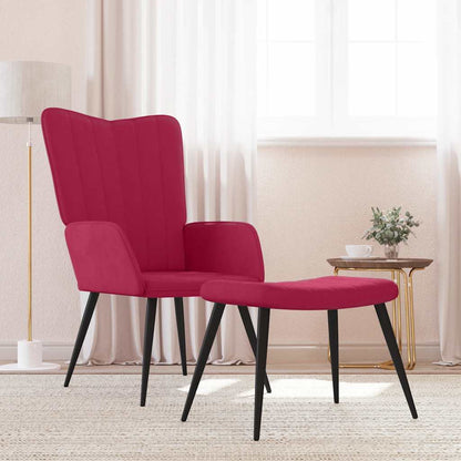Poltrona Relax con Sgabello Rosso Vino in Velluto | homemem39