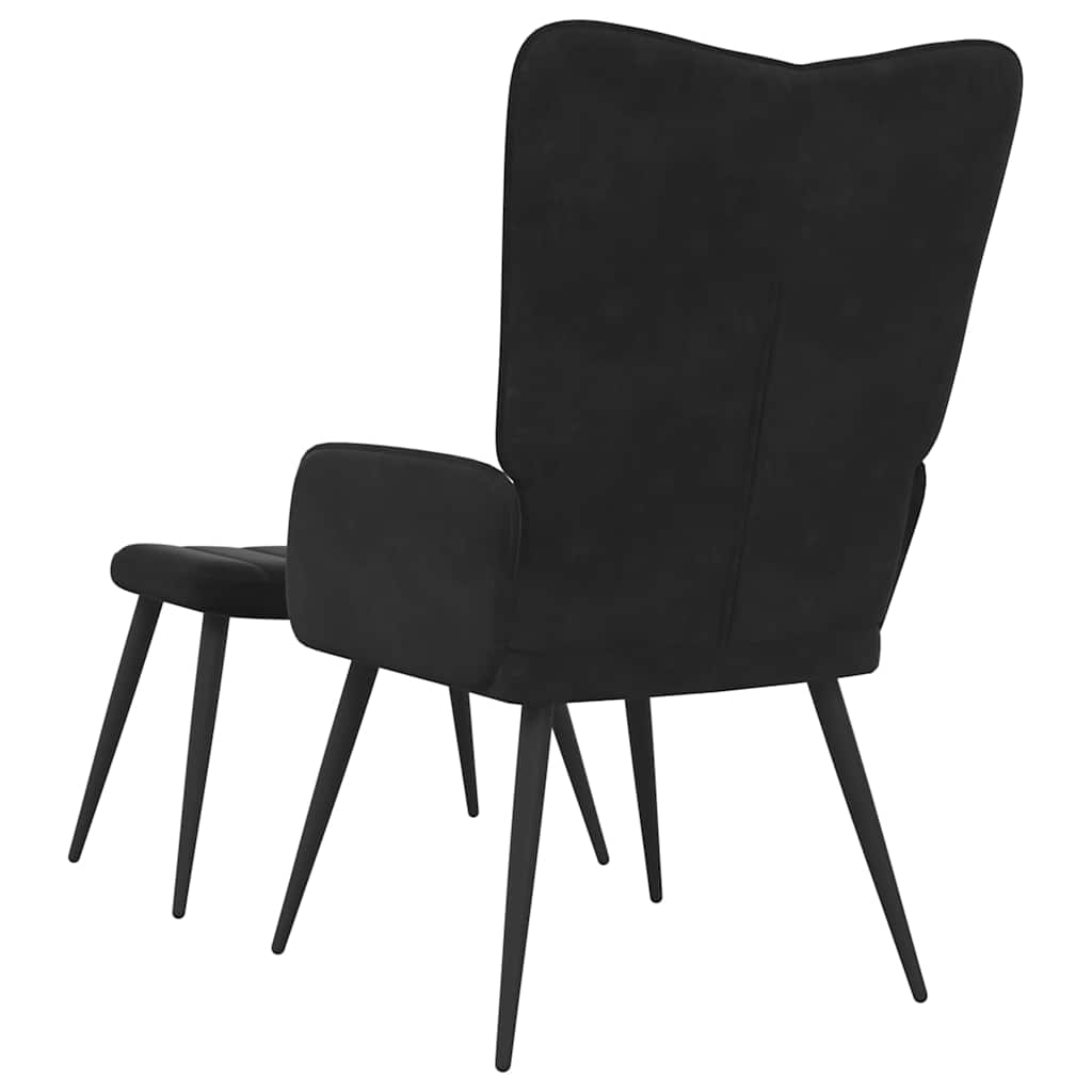 Poltrona Relax con Sgabello Nero in Velluto
