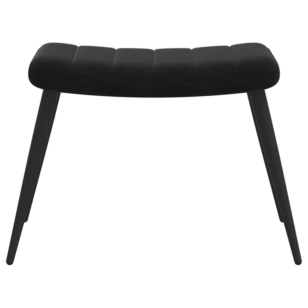 Poltrona Relax con Sgabello Nero in Velluto
