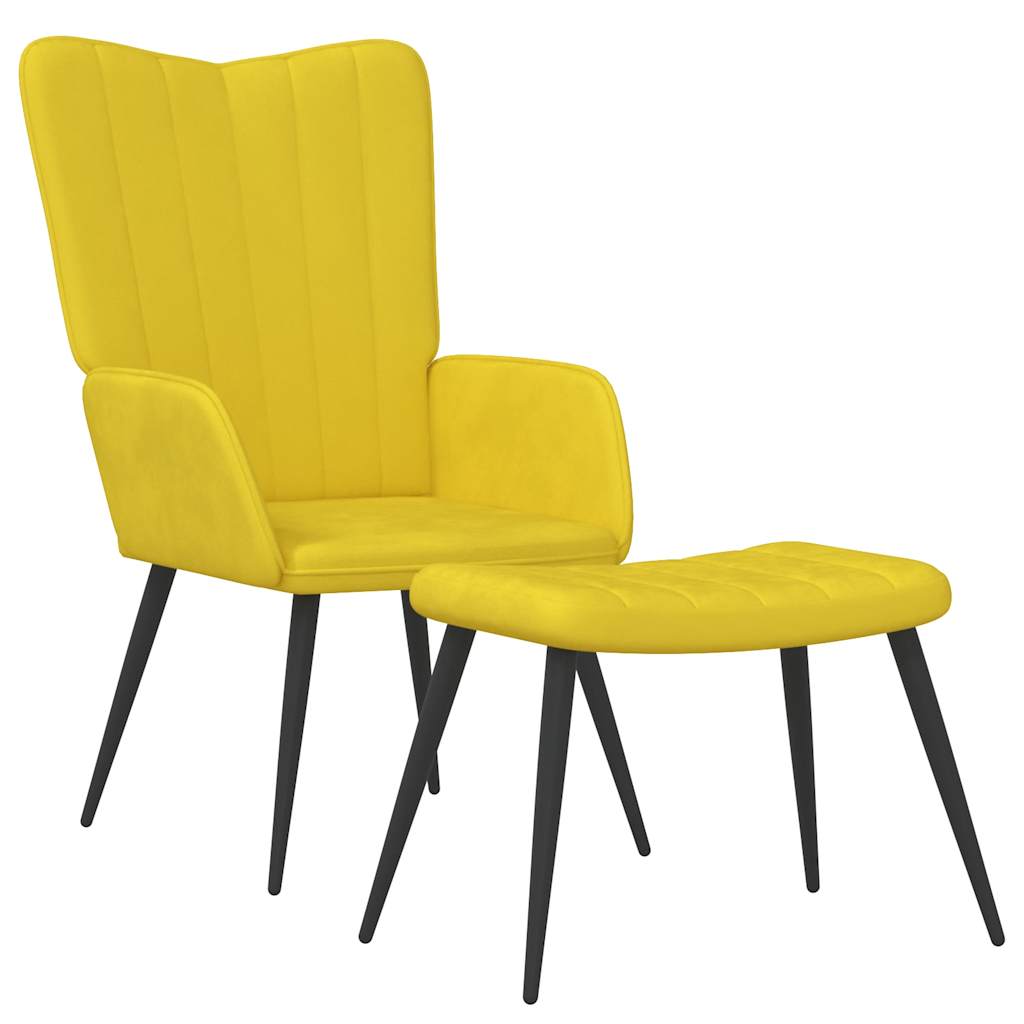 Poltrona Relax con Sgabello Giallo Senape in Velluto - homemem39