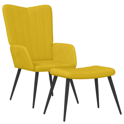 Poltrona Relax con Sgabello Giallo Senape in Velluto