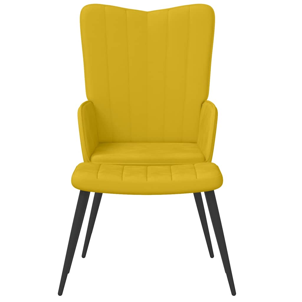 Poltrona Relax con Sgabello Giallo Senape in Velluto