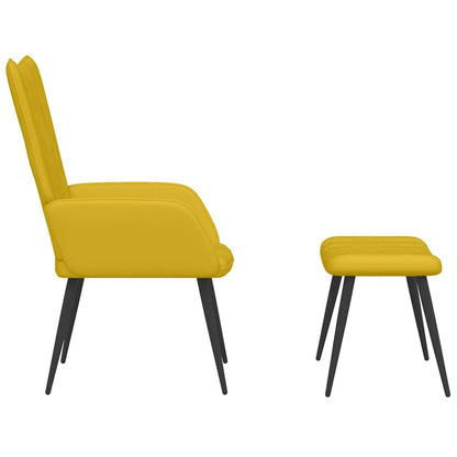 Poltrona Relax con Sgabello Giallo Senape in Velluto